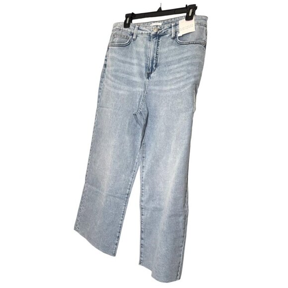 LC Lauren Conrad Womens Super High Rise Raw Hem Wide Leg Jeans Sz 10 New - Picture 9 of 12